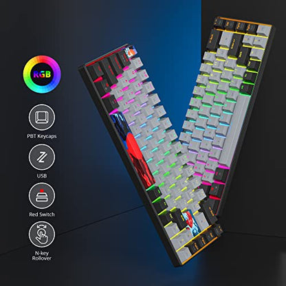 Protable 60% Percent Gaming Keyboard Mechanical, Mini Compact RGB Backlit 68 Keys Wired Office Keyboard with Red Switch for Mac/Win (Dolch/red Switch 68) - color: Dolch/red Switch 68