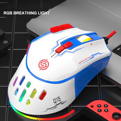 RGB USB Gaming Programming 6400DPI 9 Buttons Programmable Ergonomic for Mice PC Computer USB Gaming Programmable - color: White