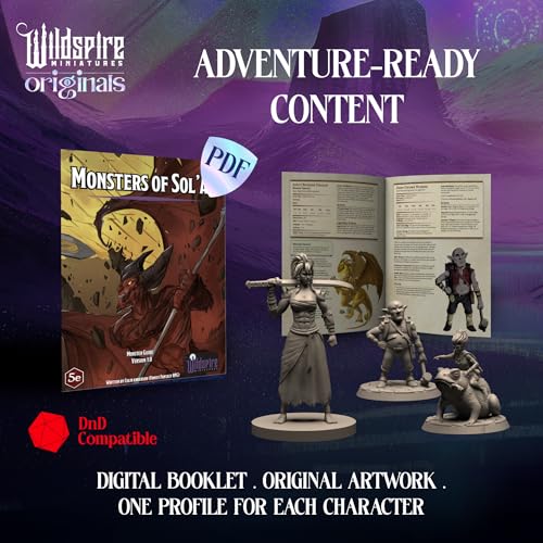 Wildspire Monsters Pack for DND Miniatures Booster Pack of 16 Bulk Monsters 28mm-32mm Scale Dungeons Dragons Accessories D&D Miniature DND Minis D D Figures Starter Set Tabletop Pathfinder Set