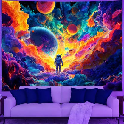 KKYEJLQYI KKYEJLQYIAstronaut UV Reactive Tapestry, Black Light Neon Wall Tapestry, Luminous Space Tapestry, Bedroom, Living Room, Game Room Decoration Large Tapestry - color: Astronaut-1