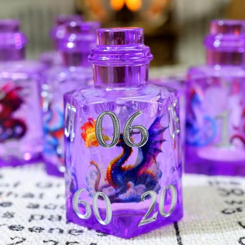 XENOLUX Potion Bottle DND Dice Set, Polyhedral Resin RPG Dice with Dragon Scales & Glitter for Tabletop Games, Unique Magic Potion Shape 7-Piece Set for Dungeons and Dragons - BOT9 - color: Bot9