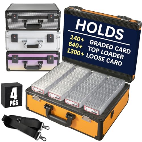 Graded Card Storage Box – Aluminum Alloy Trading Cards Storage Box with Combination Lock - Holds 140+ Graded Cards, Sports Card Case, Fits PSA, CSG, BGS (Orange) - color: Orange