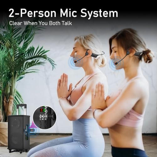 KIMAFUN IP67 Waterproof Wireless Fitness Microphone, 2.4G Lightweight Ergonomic Design Headset Mic Used in Swimming Pool, Fitness Sports, Yoga, Gym, Class, Speaker, Laptop, Tablet for 2 People, GWP92 - size: GWP92(2TX+1RX)