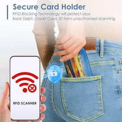 Credit Cards Holder, RFID Blocking Aluminum Wallet Slim Metal Hard Case Mini Travel Wallet ID Case for Women Men, Seaside Sunset - color: Seaside Sunset