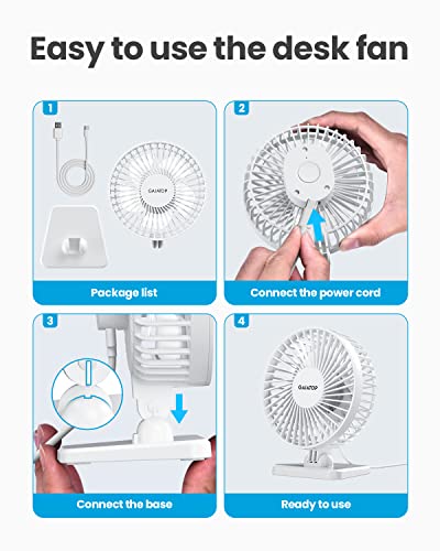 Gaiatop USB Desk Fan, Small But Powerful, Personal Portable Quiet 3 Speeds, Adjustable Mini Table Desktop fan for Cooling Home Office Car Summer Travel Gifts White - color: Pure White