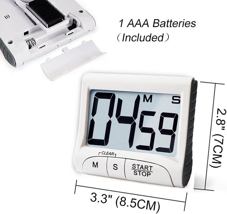 3" Large Display Kitchen Timer -Digital Timer Magnetic Back Loud Alarm On A Rope Countdown-Tanmalan
