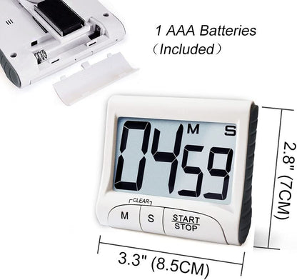 3" Large Display Kitchen Timer -Digital Timer Magnetic Back Loud Alarm On A Rope Countdown-Tanmalan