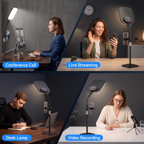 EMART Desktop Gooseneck Video Conference Lighting, Dimmable 2500-8500k | Large-Surface LED Panel Lamp for Desk with Phone Holder ,USB Flicker-Free for Podcast & Streaming ,Zoom Ring Light - size: 43.3inch
