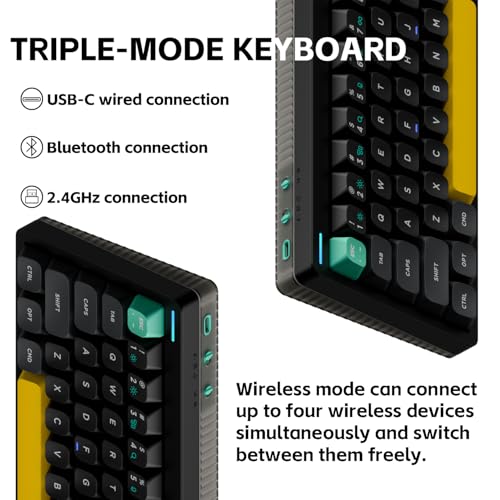 nuphy Halo65 V2 Wireless Mechanical Keyboard with PBT Keycaps, 65% Hot Swappable Custom Gaming Keyboard Compatible with QMK/VIA, RGB Backlit,Gasket Structure,BT5.0/USB-C/2.4GHz,Black-Mint Switches - color: Black, size: Mint Switch