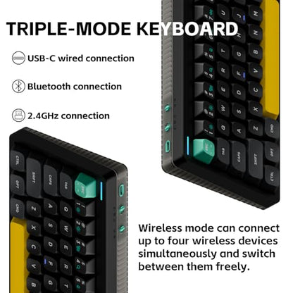 nuphy Halo65 V2 Wireless Mechanical Keyboard with PBT Keycaps,65% Hot Swappable Custom Gaming Keyboard Compatible with QMK/VIA,RGB Backlit,Gasket Structure,BT5.0/USB-C/2.4GHz,Black-Raspberry Switches - color: Black, size: Raspberry Switch