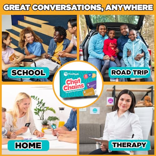 ThinkPsych Chat Chains - The Game that Connects Us | Social Skills Games | Therapy Games for Teens and Kids | Ages 8-99 | Therapy Conversation Cards | 15 Mins Playtime - style: Chat Chains