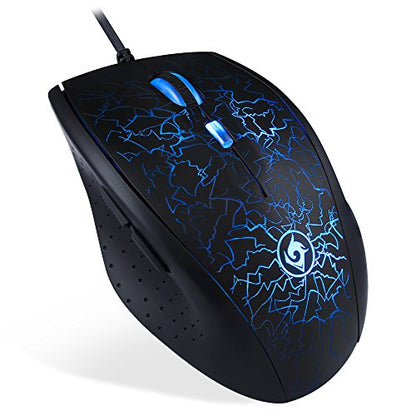 EagleTec MG030 2400 DPI Programmable Optical Gaming Mouse for PC, 6-Buttons, 2 Programmable Side Buttons, 4 LED Lighting Modes (Black)