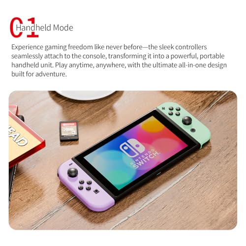 Tideal Set of Replacement Controller for Nintendo Switch - Compatible with Nintendo Switch (1) / OLED/Lite - Dual Vibration/Motion Control / 6-Axis Gyro (Purple & Green) - color: Purple & Green