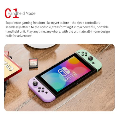 Tideal Set of Replacement Controller for Nintendo Switch - Compatible with Nintendo Switch (1) / OLED/Lite - Dual Vibration/Motion Control / 6-Axis Gyro (Purple & Green) - color: Purple & Green