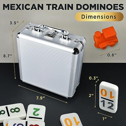 Dominoes Double 12 with Numbers + Wooden Hub + Score Pad + Metal Trains