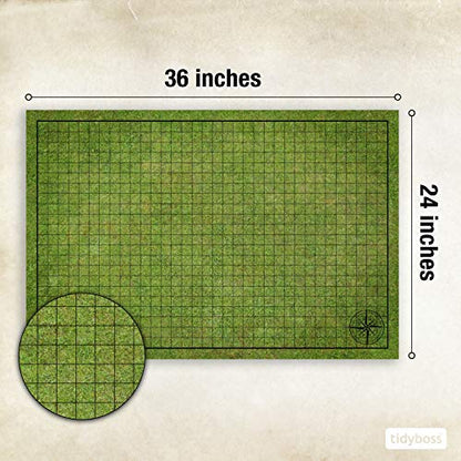 Tidyboss Dungeons and Dragons Starter Set | 3 X Double Sides 24x 36 Game Grid Mat with 50pcs Erasable Combat & Initiative Tracker | 6 Terrains Includes Dry Erase Markers, Eraser, Dice and Clips