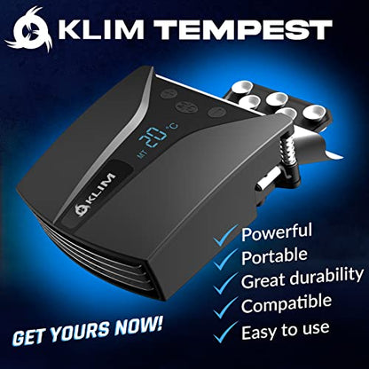 KLIM Tempest Laptop Cooler with Vacuum Fan - New - Gaming Laptop Fan with Display - Temperature Detection + Automatic/Manual Mode - 4000 RPM - Portable - Compatible with Laptop Cooling Pads | Automatic Temperature Detection, Thirteen Speed Levels, Accesso