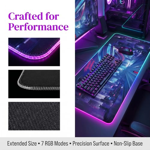 Luminous RGB Gaming Desk Mat, Large Mouse Pad, Wear-Resistant Non-Slip Pad, PC Accessory, 11.82"x27.58"(Big)