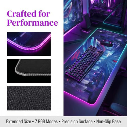 Luminous RGB Gaming Desk Mat, Large Mouse Pad, Wear-Resistant Non-Slip Pad, PC Accessory, 11.82"x27.58"(Big)