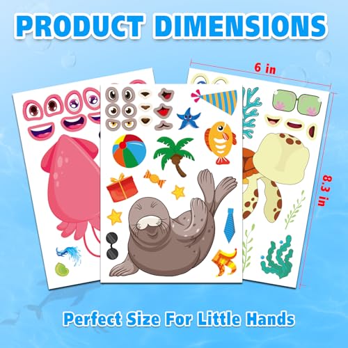 42 Sheets Ocean Animal Make-a-Face Stickers for Kids | Sea Creature Mix ’n Match Crafts for Party Favors & Classroom Activities - style: Ocean Animals