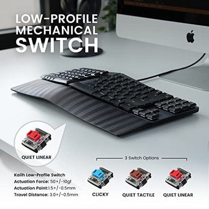 Perixx PERIBOARD-335RD Wired Ergonomic Mechanical Compact Keyboard - Low-Profile Red Linear Switches - Programmable Feature with Macro Keys - Compatible with Windows and Mac OS X - US English - style: Wired Linear