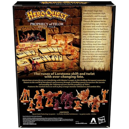 Hasbro Gaming Avalon Hill HeroQuest Prophecy of Telor Quest Pack, Requires HeroQuest Game System to Play, Dungeon Crawler Games, Ages 14+, 2-5 Players, Strategy Games
