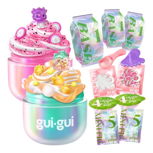 GUI GUI Fruity Glow Slime Kit, Crunch & Gloss Scented Slimes | Includes Gua Sha, Beauty Scoop, charms, booster, and collectible figurine in a slime kit for girls - style: Crunch & Gloss
