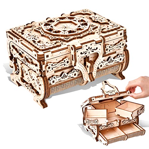 Varbertos 3D Wooden Puzzle Mechanical Treasure Box, Wood Creative Assembly Model Building Kits to Build for Adults and Teens, DIY Wooden Puzzle Hobbies Projects Gift for Women and Kids - size: 170Pcs