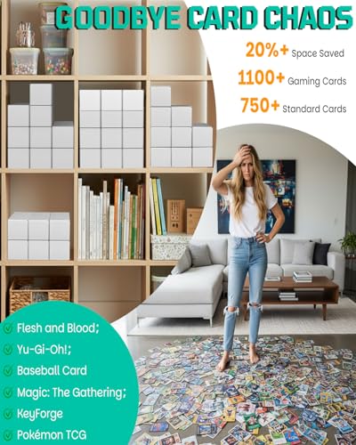 Card Box for Trading Cards,14 Inch Laminated Card Storage Box with Dividers | Card Dividers, 14 Inch, 15 Count, For Standard Card, Efficient Organization, Stackable - size: 15-Pack with divider