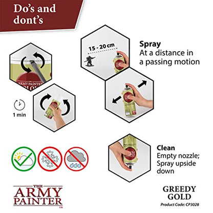 The Army Painter, Colour Primer Greedy Gold, 400 ml spray acrilico | Primer oro per dipingere miniature Warhammer e Dungeons and Dragons - color: Greedy Gold