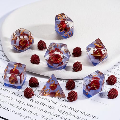 Resin D&D Dice Set, Hedgehog Animal Polyhedral Dice for Dungeons and Dragons, RPG, MTG DND 7-DIE (D4, D6, D8, D10, D12, D20, D%) - color: Hedgehog