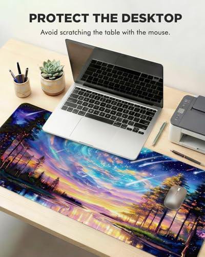 Mouse Pad, Desk Mat, 31.5x11.8in Large Mousepad, Meteor | Desk Pad with Stitched Edge & Rubber Non-Slip Bottom, Gaming Mouse Pad, Extended Mousepad for Home, Office - color: Meteor