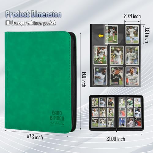Trading Card Binder, Premium 9 Pocket Double Sided 540 Pocket PU Card Collection Binder, Collectible Trading Card Albums for MTG, TCG, Sport Card, Game Cards (Emerald) - color: Emerald