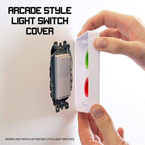 Arcade Light Switch Plate Cover, Single Switch (Black/Red/Blue), 1-Gang Standard Size Rocker Wall Plate, Game Room Decorator, Kid Bedroom Wallplate, Faceplate Replacement