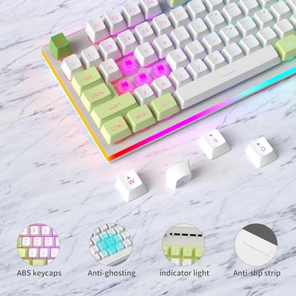 MageGee GT838 Gaming Keyboard and Mouse Combo, 104 Keys RGB Backlit Quiet Wired Keyboards with Number Pad, Metal Panel, Anti-Ghosting, Keyboards Set for Desktop, Laptop, PC, Green - color: White Green