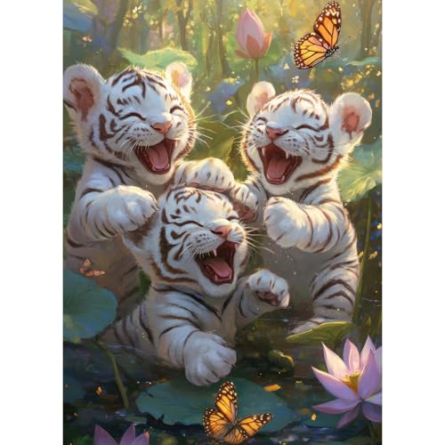 Trio of Tigers Jigsaw Puzzle, 1000 Piece Puzzle for Adults, Impossible Hard Difficult Challenging Puzzles for Adults 1000 Pieces, Home Decoration Puzzle, Interlock Perfectly No Dust - color: Trio of Tigers