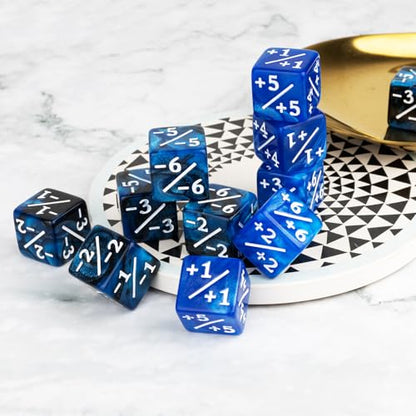 48 Pieces Magic Counter Dice Life MTG Counters Dice Set Marble Buff Tokens D6 Dice Compatible with Magic The Gathering, TCG, Card Gaming Accessories - color: Blue