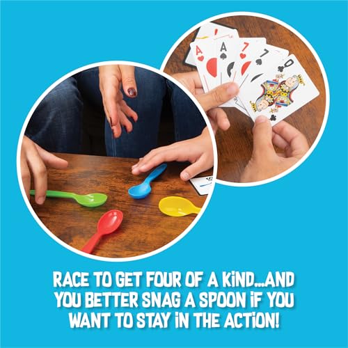 PlayMonster Spoons in a Case, Card Games for Kids - Spoons Game, Fun Family Games for Kids and Adults, Game Night, Travel Games, 3-6 Players, Ages 7+