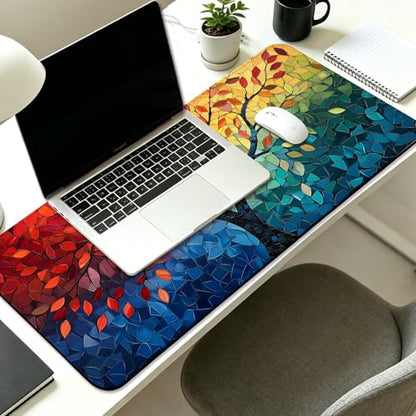 Fantasy Tree of Life Gaming Desk Mat, Computer Keyboard Large Extended Long Abstract Mouse Pad for Office and Home, XL (W04) - color: W04