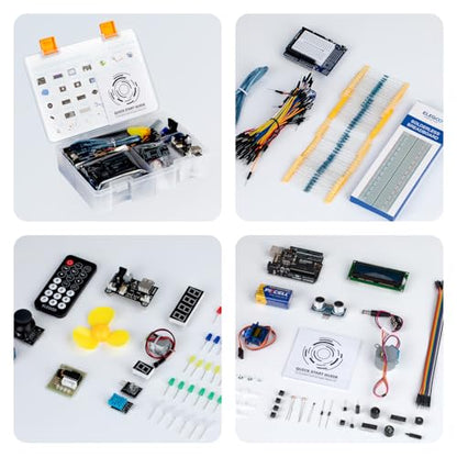 ELEGOO UNO R3 Project Super Starter Kit with PDF Tutorial for Beginners | Compatible with Arduino, 22+ Hands-on Projects, Upgraded Starter Kits with Power Supply, STEM, DIY Basic Circuit Building