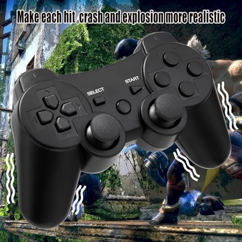 Diswoe Controller for PS-3, Wireless Bluetooth Controller Gamepad Joystick, Double Vibrating Controller for Play_station 3 with Charger Cable Cord Thump Grips