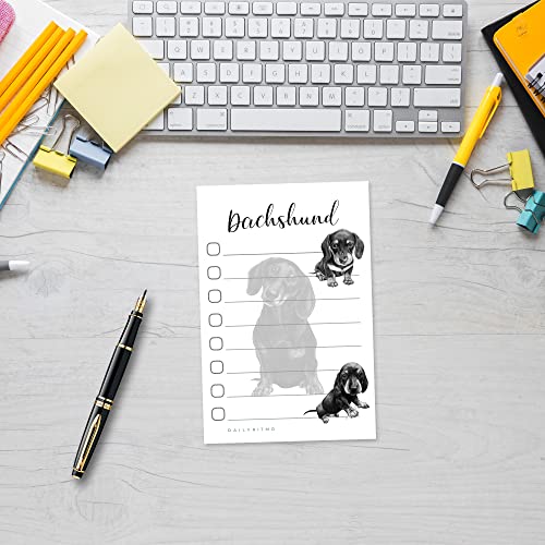 Dachshund Sticky Notepad to Do List | Weiner Dog Lover Gifts for Women | Office School Supply Sticky Notes 4"x6" 50 Pages - size: Dachshund