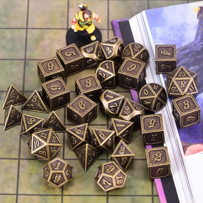 Extended Metal Dice RPG Set | 31 Piece Polyhedral Dice for DND5E Tabletop Role Playing Adventure Games (Bronze) - color: Bronze