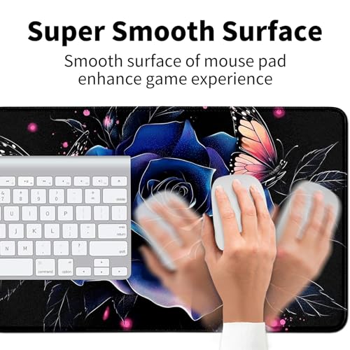 Blue Rose for MTG & TCG Playmat Mouse Pad,BFDHGQZC 24" x 14" Game Mat for MTG/RPG/CCG Trading Card Game Playmats Table Mat Perfect for Card Games Video Games Computer Office - color: Blue Rose
