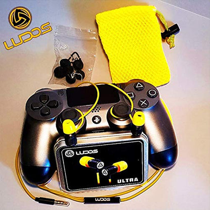 LUDOS Ultra Wired Earbuds in-Ear Headphones, 5 Years Warranty, Earphones with Microphone, Noise Isolating Ear Buds, Memory Foam for iPhone, Samsung, School Students, Kids, Women, Small Ears - Yellow - color: Yellow, style: 3.5 mm