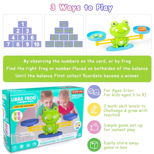 Frog Balance Counting Toys, Cool Math Learning Games for Boys and Girls, Educational Number Preschool Toy, Fun Children's Gift STEM Math Games for Kids Age 3+ (63 PCS) - style: Frog