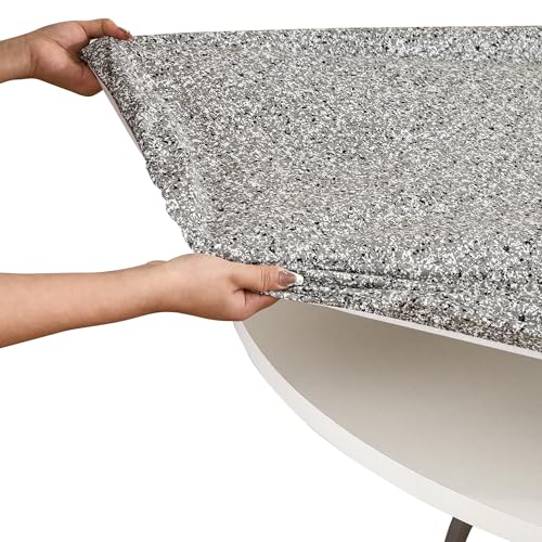 Walrus Round Vinyl Fitted Tablecloth with Flannel Backing Elastic Edge Design Table Cover Waterproof Oil-Proof PVC Table Cloth Stain-Resistant Best for 32"-36" Round - color: Grey, size: 36" (Round)