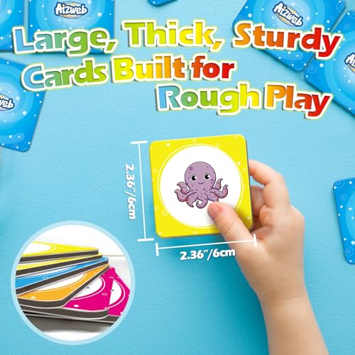 Aizweb Match Game,Memory Game,40 Pcs Toddler Card Games for Boys Girls Kids Ages 3 4 5 6,Flash Cards for Preschool Kindergarten Learning Activities,Educational Toys Homechool Supplies - style: Ocean World