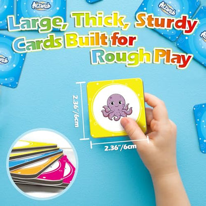 Aizweb Match Game,Memory Game,40 Pcs Toddler Card Games for Boys Girls Kids Ages 3 4 5 6,Flash Cards for Preschool Kindergarten Learning Activities,Educational Toys Homechool Supplies - style: Ocean World