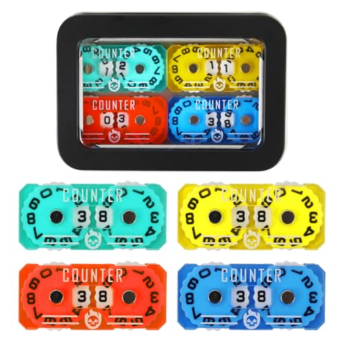 SIXPOINTS 4Pcs Acrylic Mini Life Counter with Metal Box Compatible with Magic The Gathering Commander Deck, LCG/RPG/D&D/MTG/CCG/TCG Gaming Table Games - color: Color-d